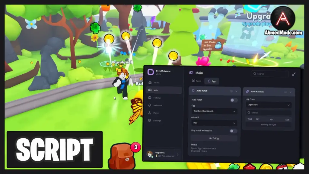 Pets Universe Script Auto Farm, Auto Hatch & Auto Fish – Roblox